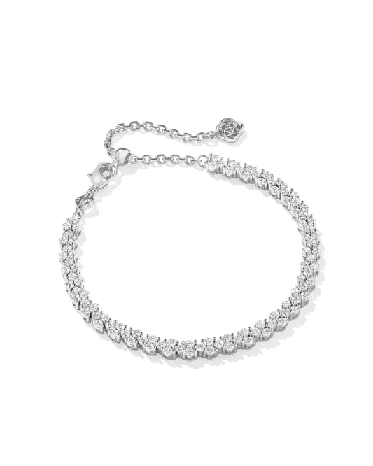 KENDRA SCOTT Emery Silver Tennis Bracelet in White Crystal