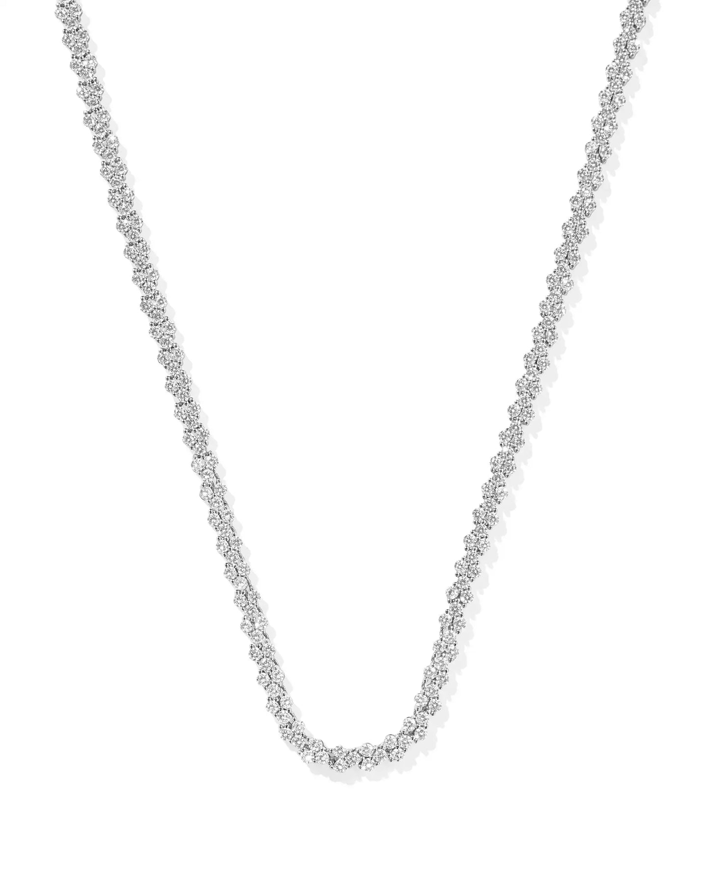 KENDRA SCOTT Emery Silver Tennis Necklace in White Crystal