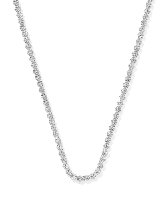 KENDRA SCOTT Emery Silver Tennis Necklace in White Crystal