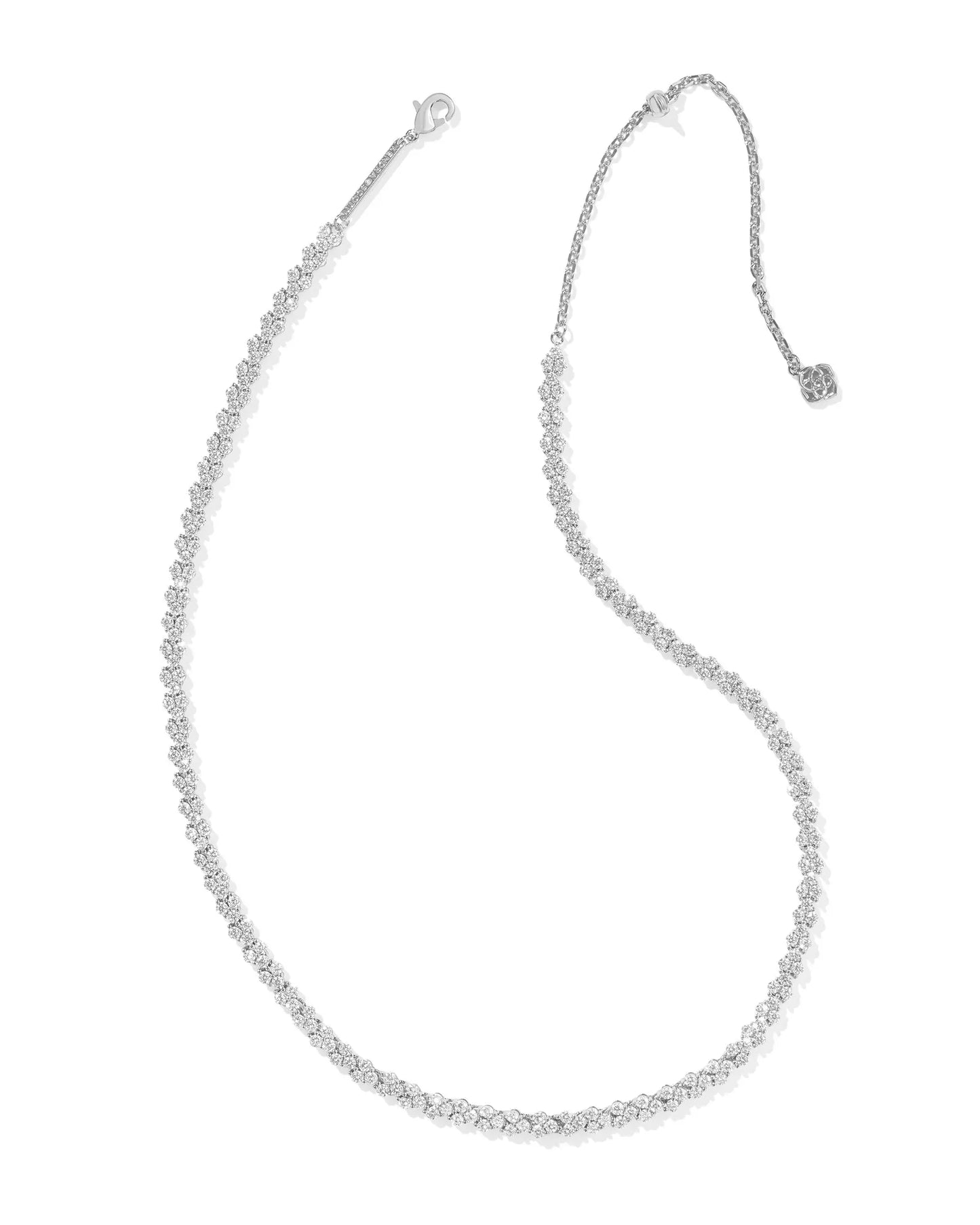 KENDRA SCOTT Emery Silver Tennis Necklace in White Crystal