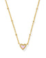 KENDRA SCOTT Mini Ari Heart Gold Satellite Short Pendant Necklace in Bubblegum Pink Kyocera Opal