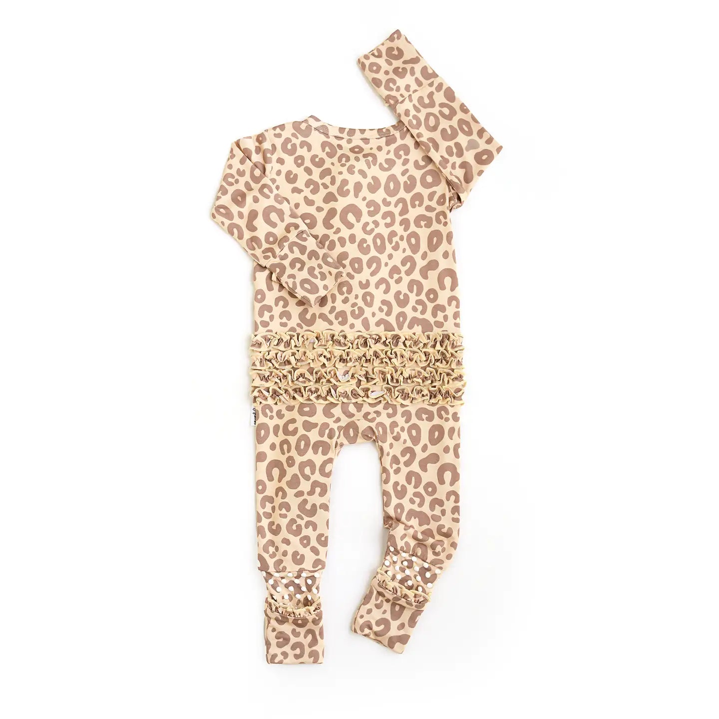 Gigi and Max Amari Leopard Ruffle Zip Bamboo One Piece Baby Outfit