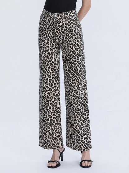 Lovervet by VERVET Super High Rise Leopard Print Wide Leg Jeans