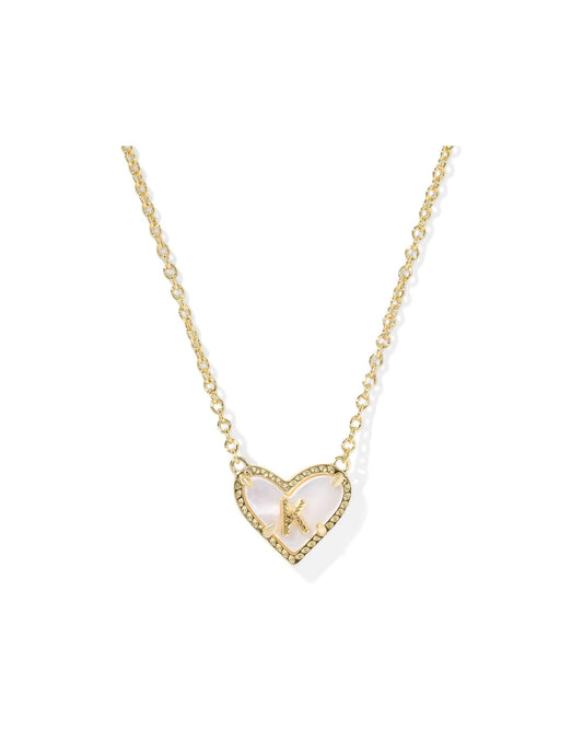 KENDRA SCOTT Heart Letter K Short Pendant Necklace