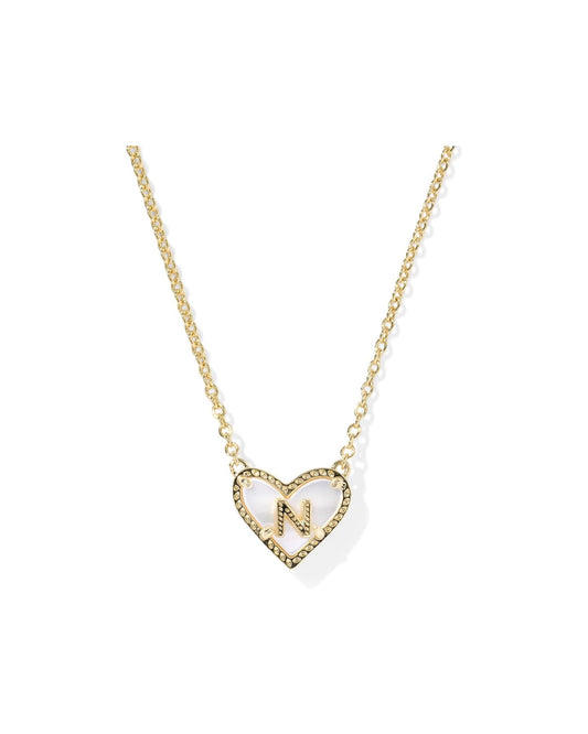 KENDRA SCOTT Heart Letter N Short Pendant Necklace