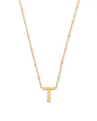 KENDRA SCOTT Letter T Pendant Necklace in Gold