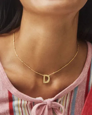 KENDRA SCOTT Letter D Pendant Necklace in Gold
