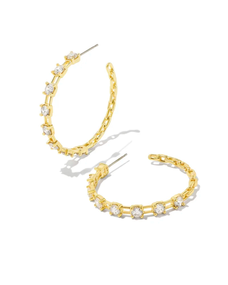 KENDRA SCOTT Lexi Gold Hoop Earrings in White Crystal