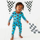 Kiki + Lulu Blue Monster Truck Convertible Footie