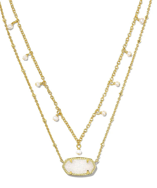 Kendra Scott Elisa Pearl Multi Strand Necklace - Gold/Iridescent Drusy