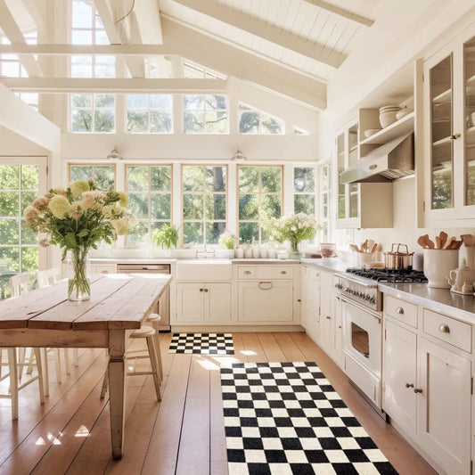 Checkered Black Wash+Dry Rugs and Entrance Mats