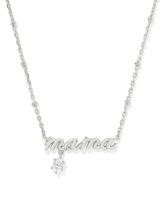 KENDRA SCOTT Mama Silver Crystal Short Pendant Necklace