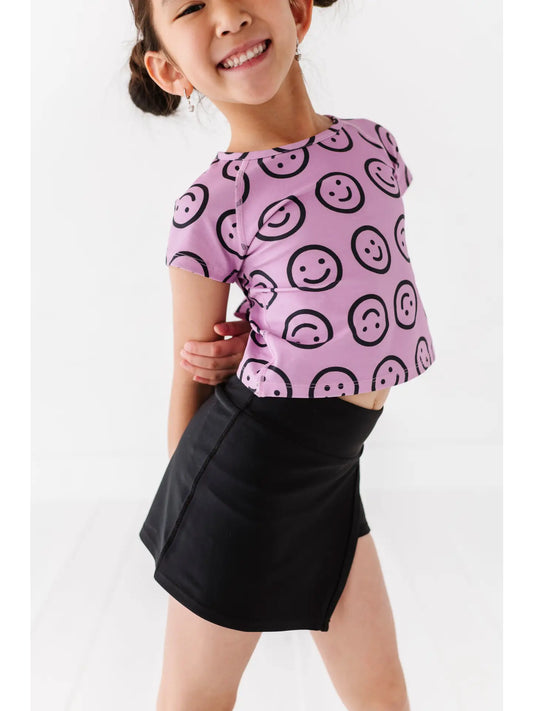 Mauve Smilies | Cross Back Tee