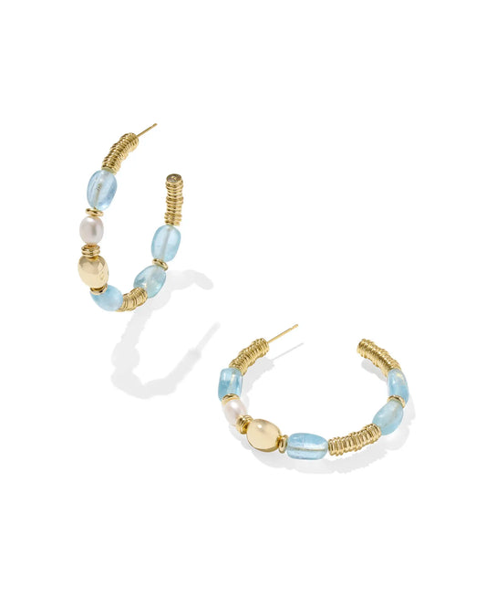 KENDRA SCOTT Melody Gold Beaded Hoop Earrings in Freshwater Cultured