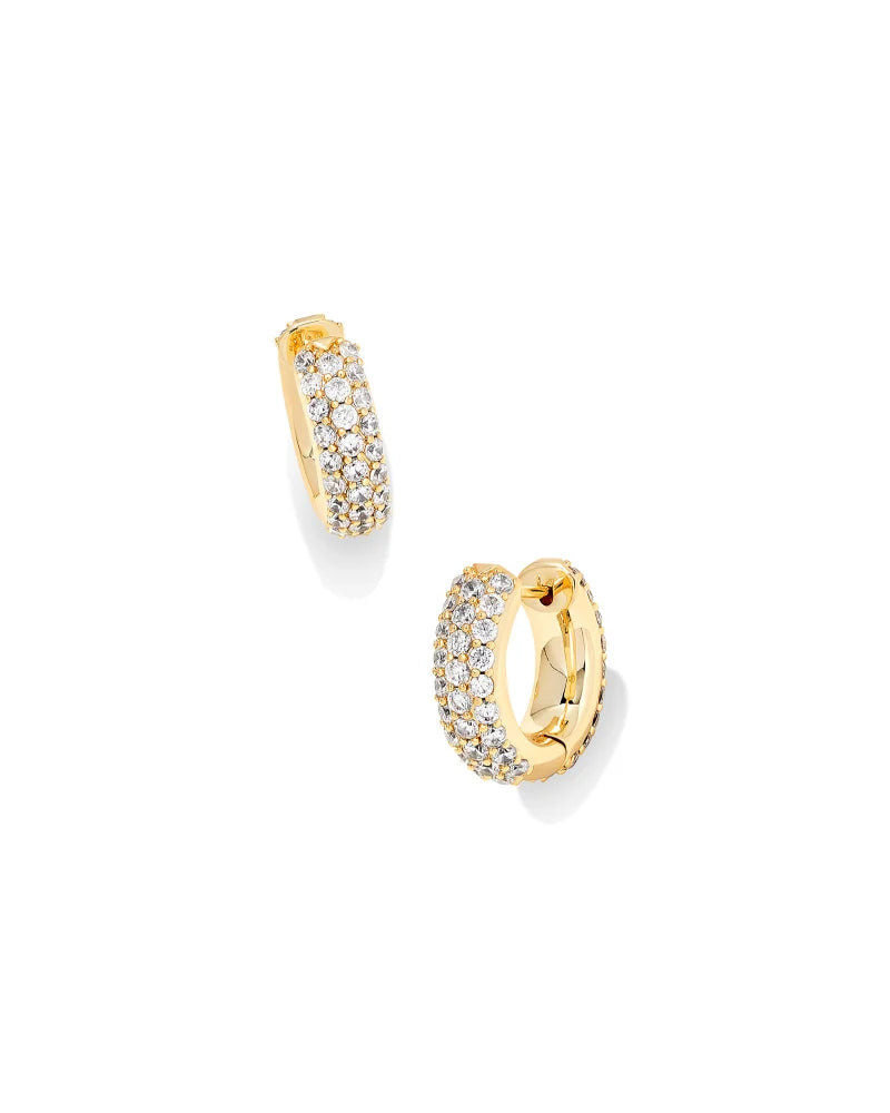 KENDRA SCOTT Mikki Pave Huggie Earrings in Gold