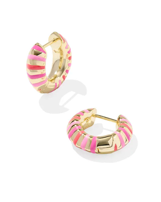 KENDRA SCOTT Mikki Gold Enamel Huggie Earrings
