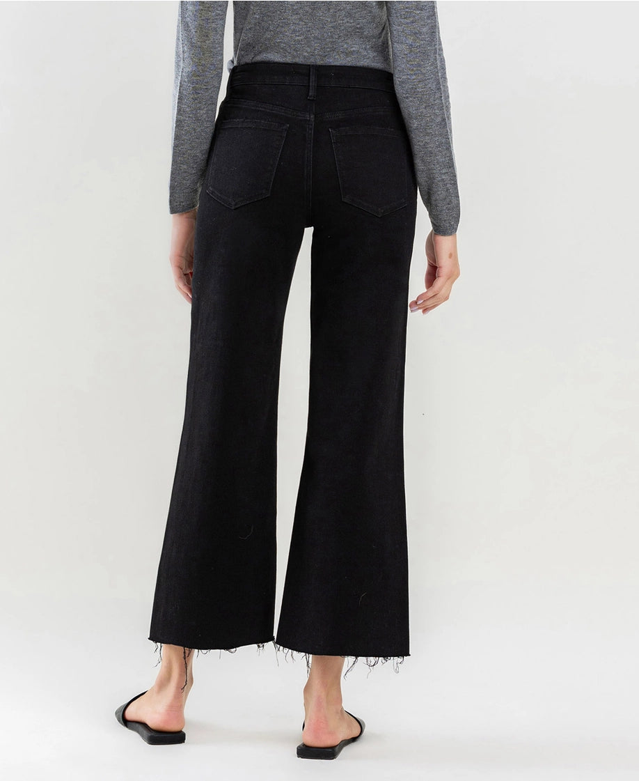 Lovervet by VERVET High Rise Raw Hem Crop Wide Leg Jeans