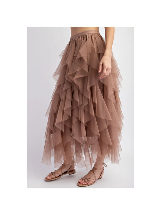 Cascading Tulle Mesh Layered Max Skirt