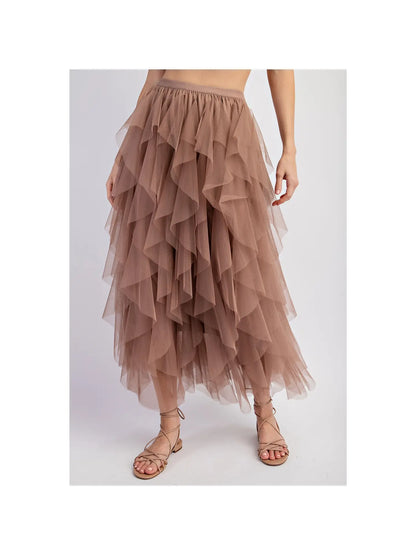 Cascading Tulle Mesh Layered Max Skirt