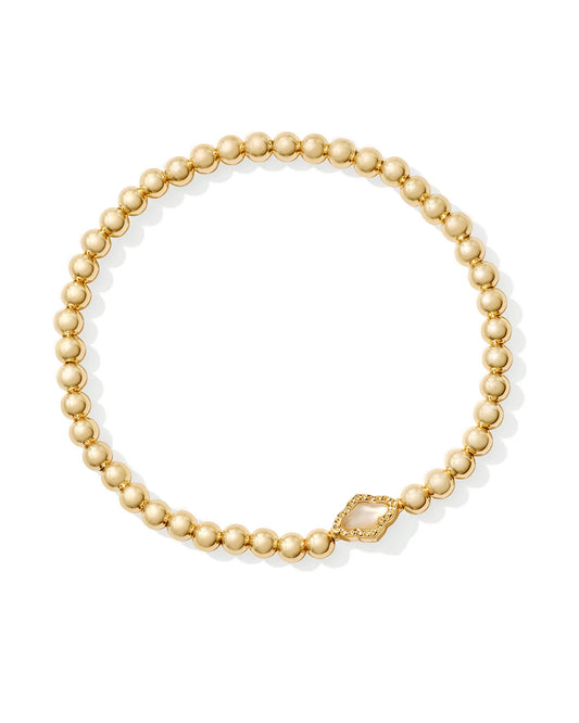 KENDRA SCOTT Abbie Gold Beaded Stretch Bracelet in Natural Mother-of-Pearl