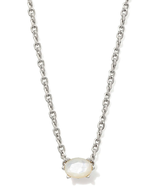 KENDRA SCOTT Cailin Silver Pendant Necklace in Ivory Mother-of-Pearl