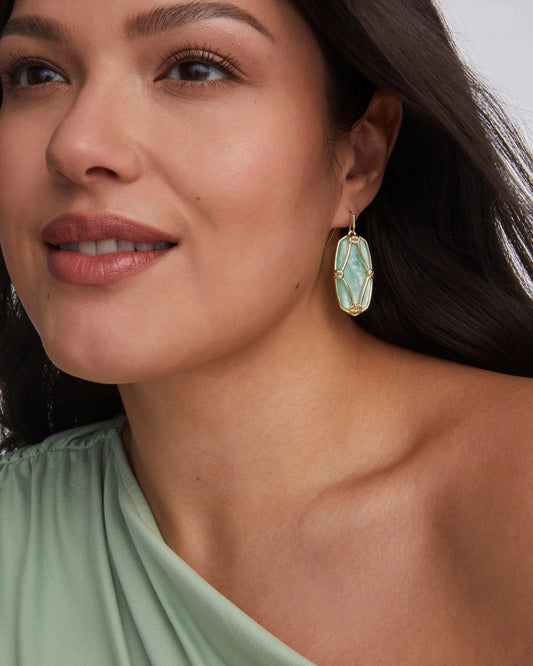 KENDRA SCOTT Elle Lattice Frame Gold Drop Earrings