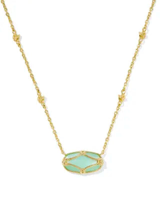 KENDRA SCOTT Elisa Lattice Frame Gold Short Pendant Necklace