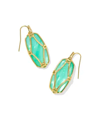 KENDRA SCOTT Elle Lattice Frame Gold Drop Earrings