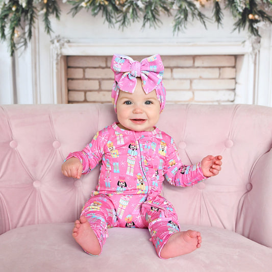 Gigi and Max Nadia Nutcrackers Ruffle Zip Christmas Bamboo Baby One Piece