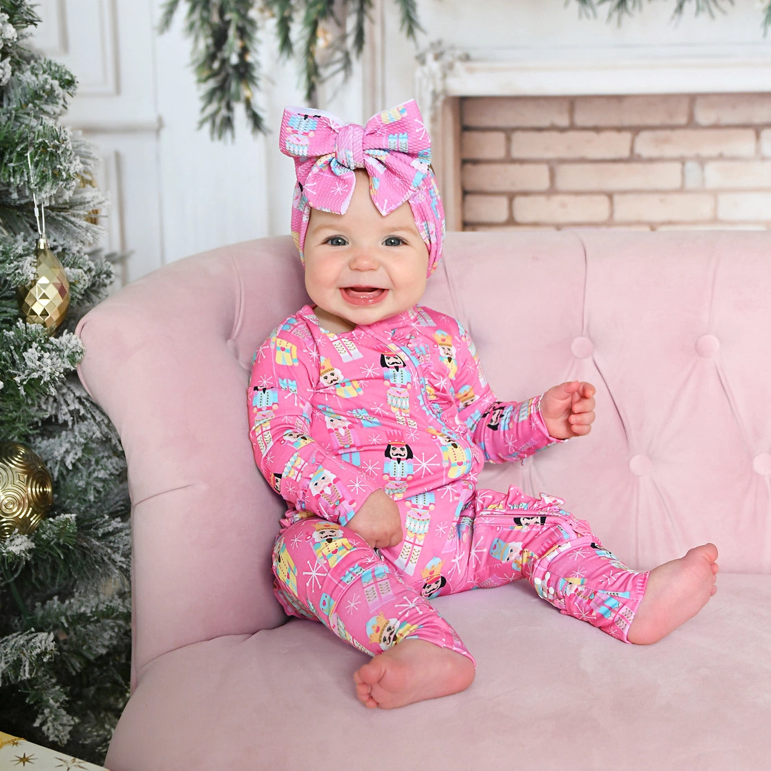 Gigi and Max Nadia Nutcrackers Ruffle Zip Christmas Bamboo Baby One Piece