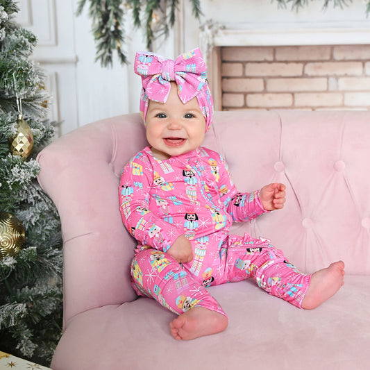 Gigi and Max Nadia Nutcrackers Ruffle Zip Christmas Bamboo Baby One Piece