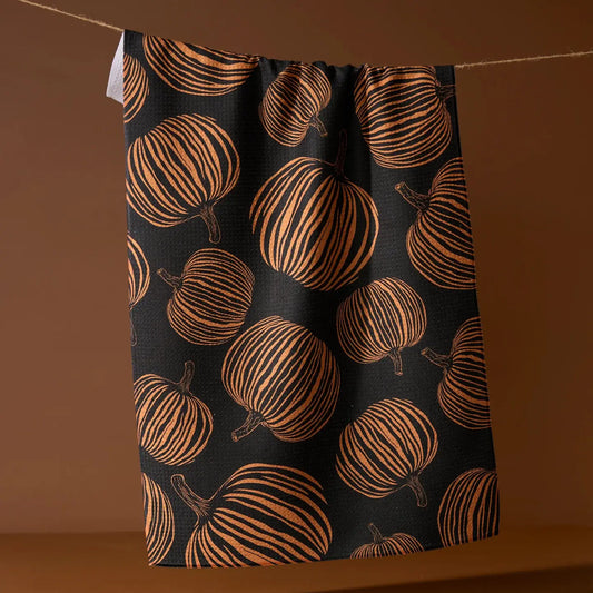 Geometry Pumpkin Noir Tea Towel