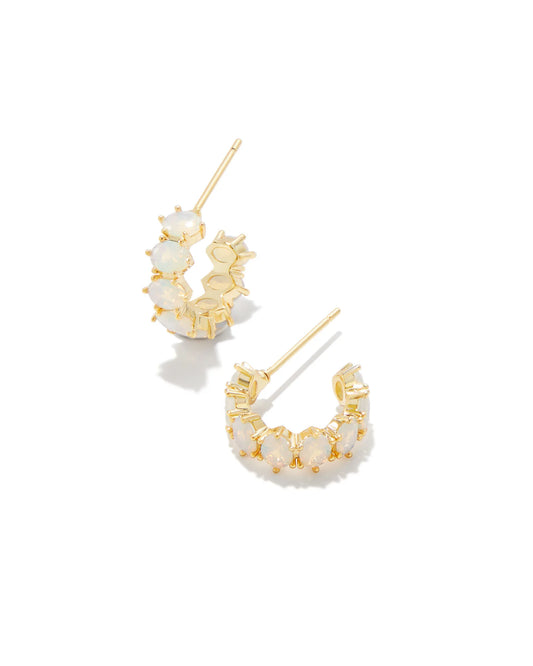 KENDRA SCOTT Cailin Gold Huggie Earrings in Champagne Opal Crystal