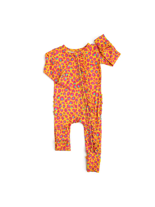 GIGI AND MAX Bamboo Baby Pajama Sleepies Little Baby Ruffle Zip Kelly