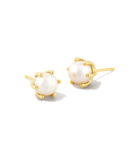 KENDRA SCOTT Ashton Gold Pearl Stud Earrings