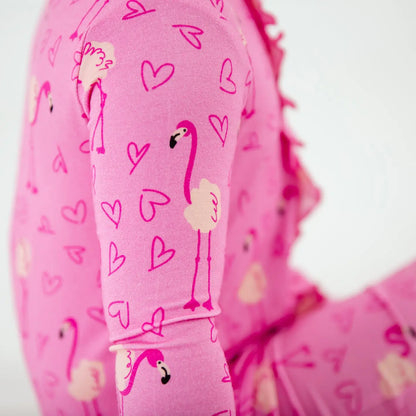 Flamingo Valentine Ruffle Convertible Footie