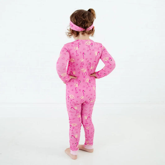 Flamingo Valentine Ruffle Convertible Footie