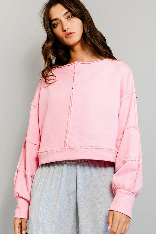 Solid Cropped Sweatshirt