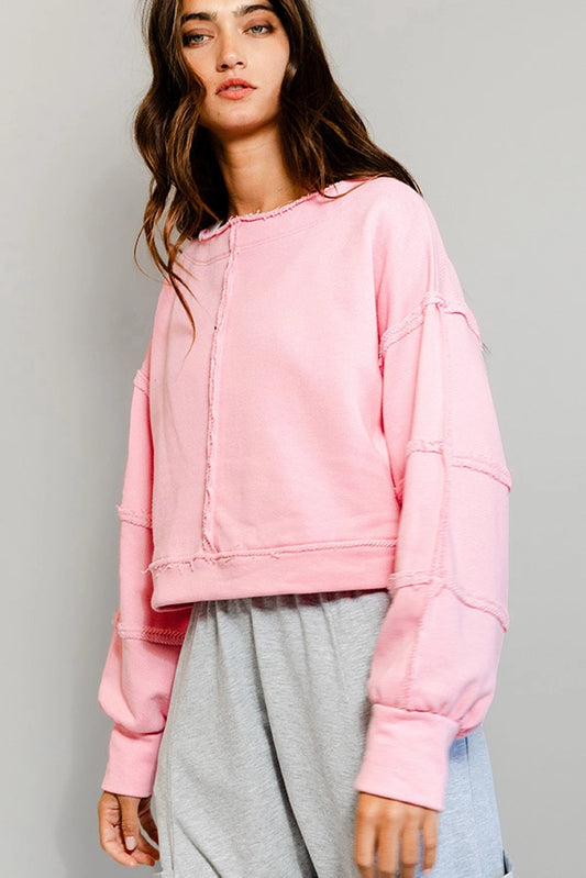 Solid Cropped Sweatshirt