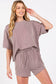 RIBBED ROUND NECK TOP AND SHORTS SET