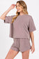 RIBBED ROUND NECK TOP AND SHORTS SET