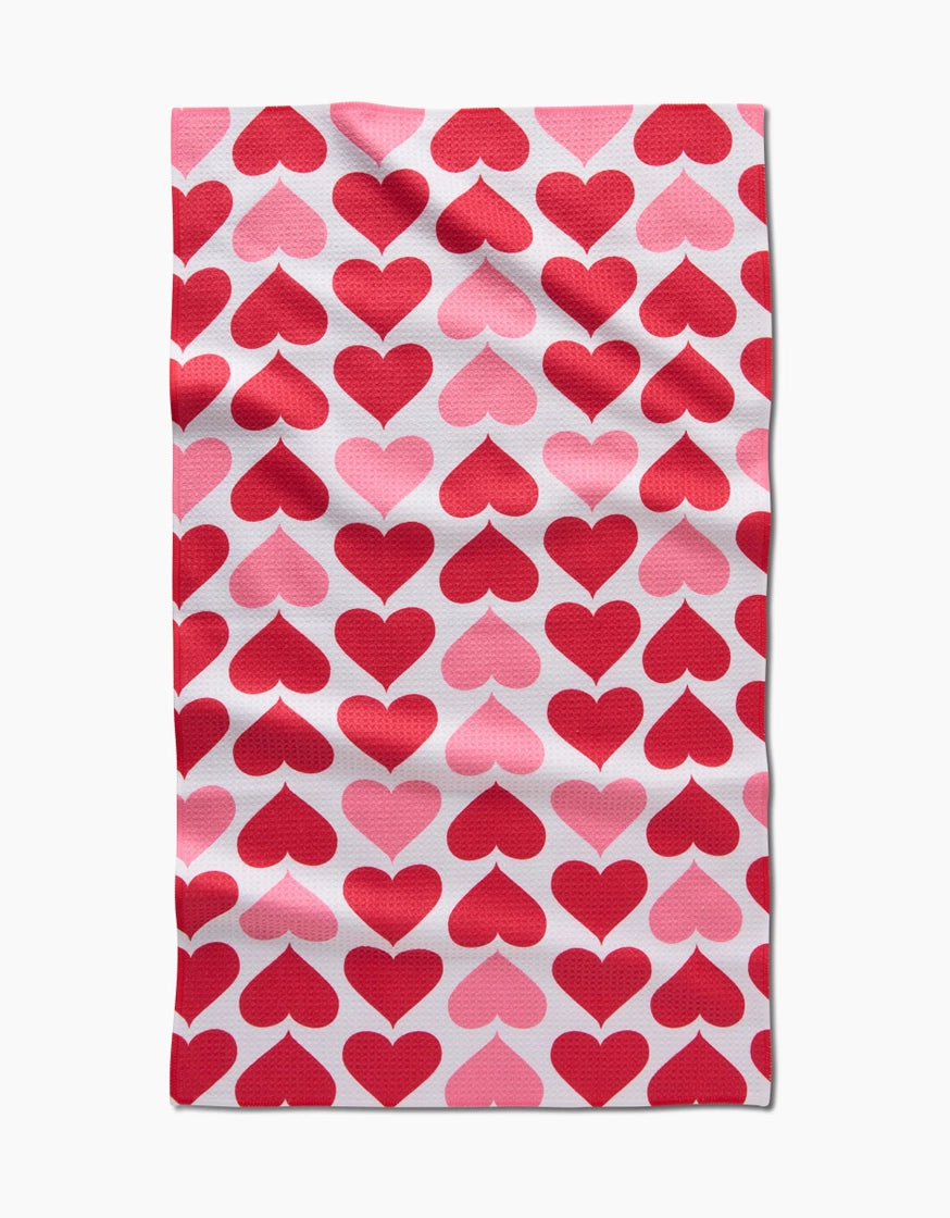 Geometry Blushing Hearts Tea Towel