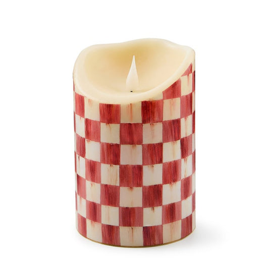 Cherry Check Flameless 6" Pillar Candle