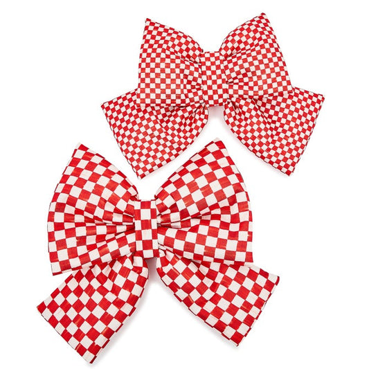 Red Check Medium Bow