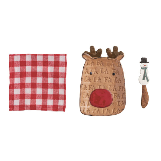Reindeer Tray & Towel Set