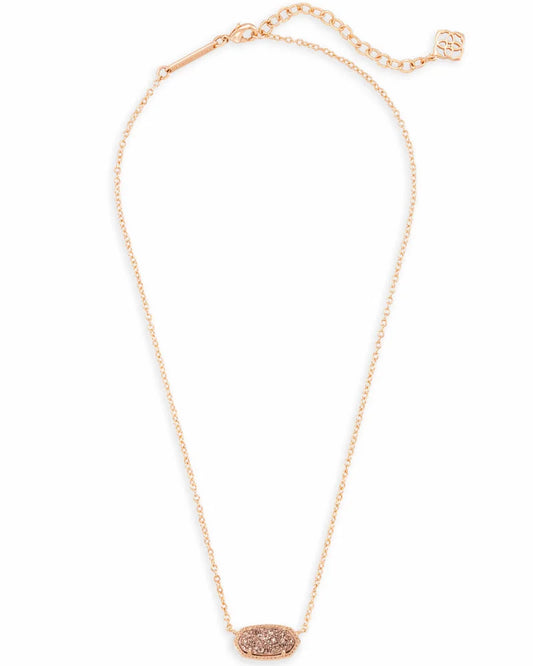 KENDRA SCOTT Elisa Rose Gold Extended Length Pendant Necklace in Rose Gold Drusy