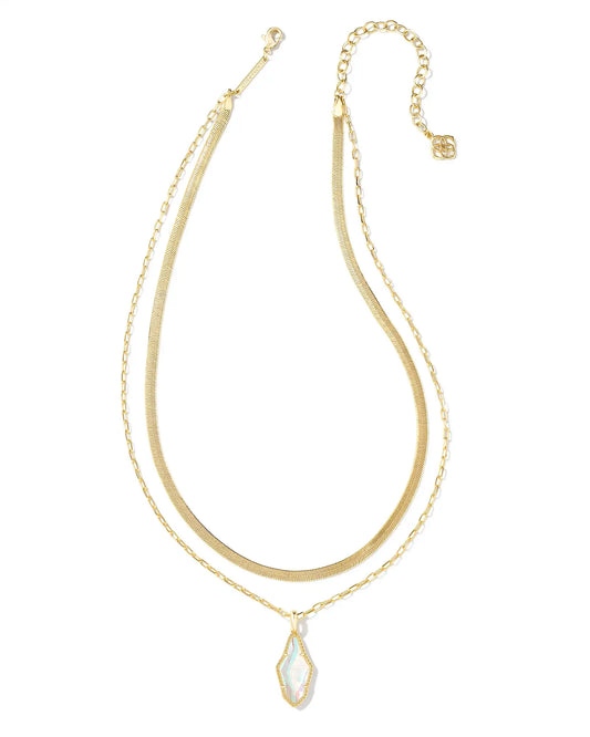 KENDRA SCOTT Evelyn Gold Multi Strand Necklace in Rock Crystal Dichroic