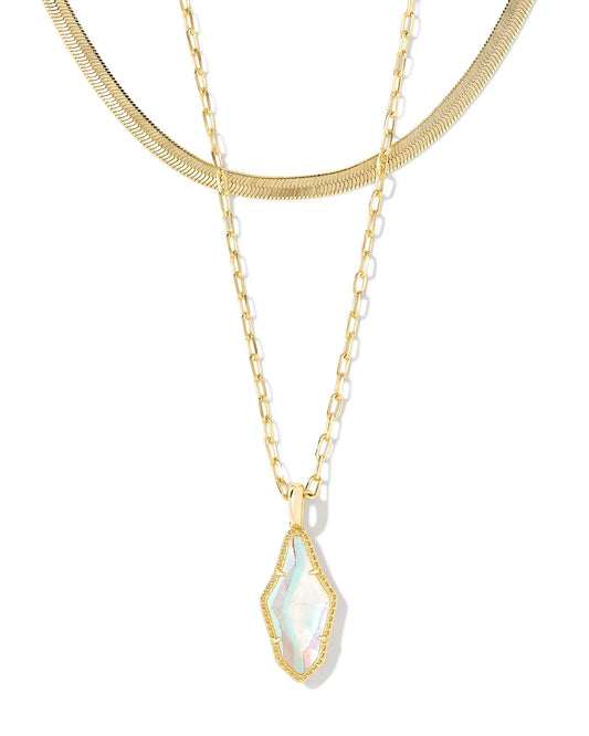 KENDRA SCOTT Evelyn Gold Multi Strand Necklace in Rock Crystal Dichroic