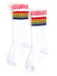 Little Stocking Co. Rainbow Bubble Stripe Lace Top Knee High Socks