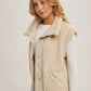 Button Down Mock Neck Fleece Sherpa Vest